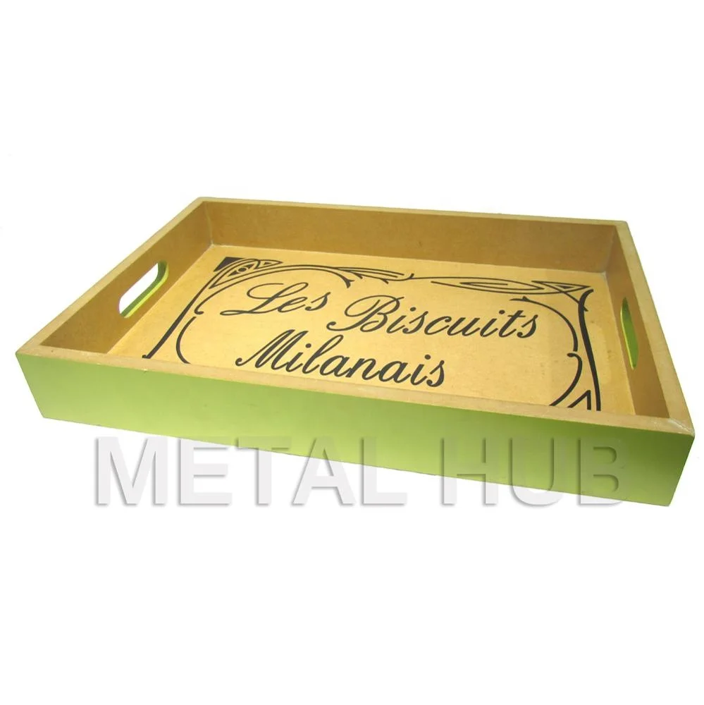 Custom-Size Mango Wood Rectangular Tray with Quotes Colored Serving Tray for Home Use for Tea Serving