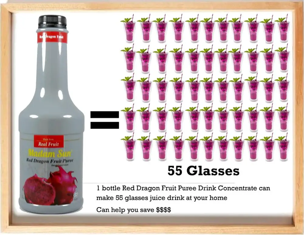 
Red Dragon Fruit Puree Drink Concentrate/Red Dragon Fruit Juice Drink Concentrate / Puree Mix 
