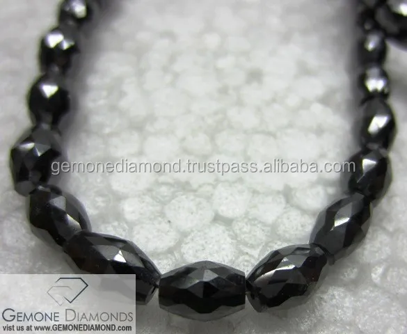Super High Quality Synthetic Jet Black Moissanite Beads Necklace / Strands