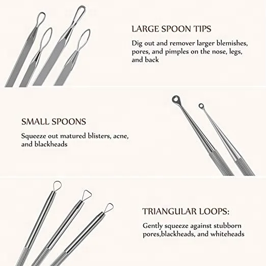 blackhead Remover / Pimple Remover Set Face nose acne blemish pimple remover tools set best quality by Life Care Instruments