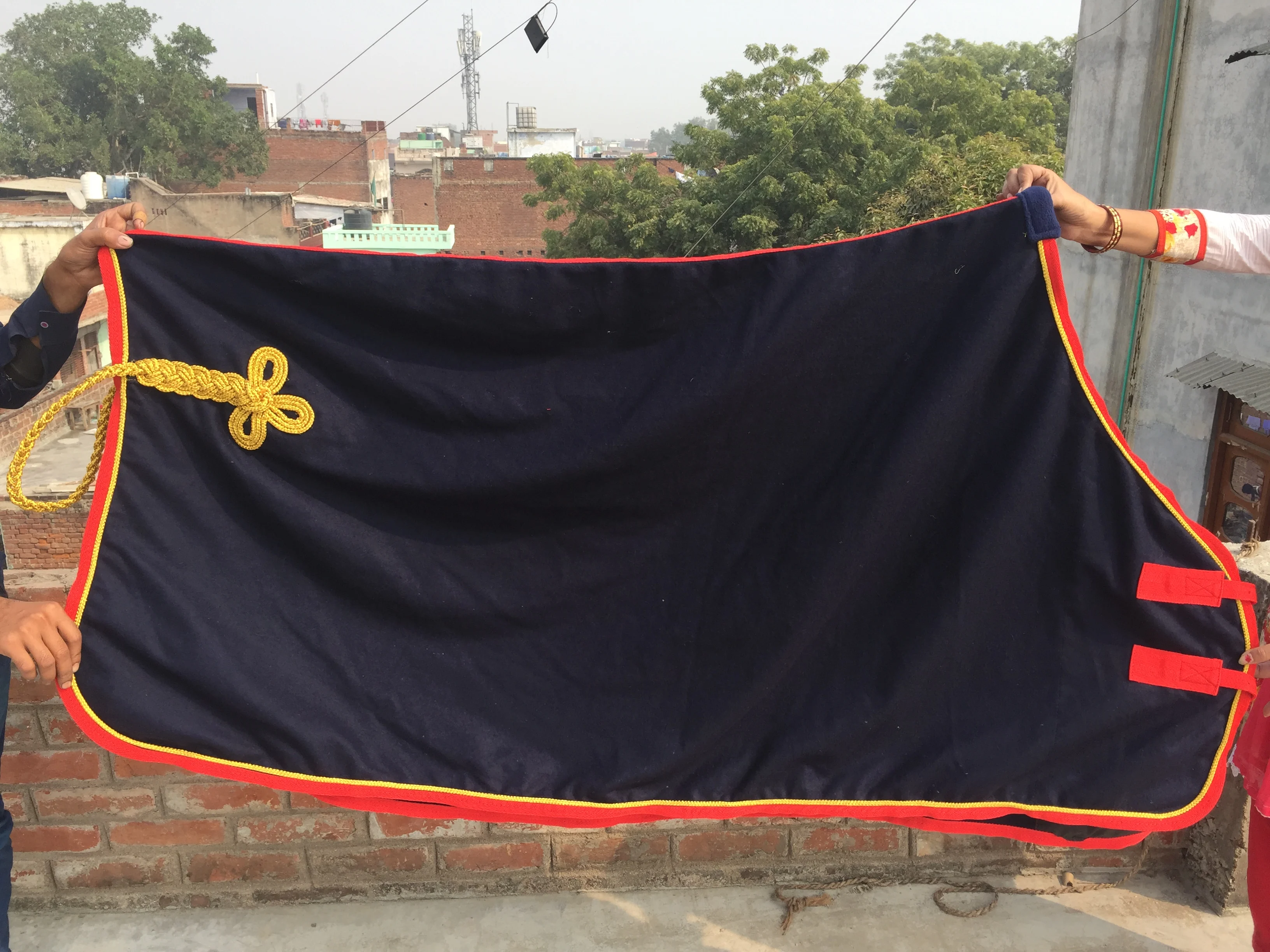 wool horse rugs cord and flower NAVY HORSE Wool rugs  navy wool rugs with red binding