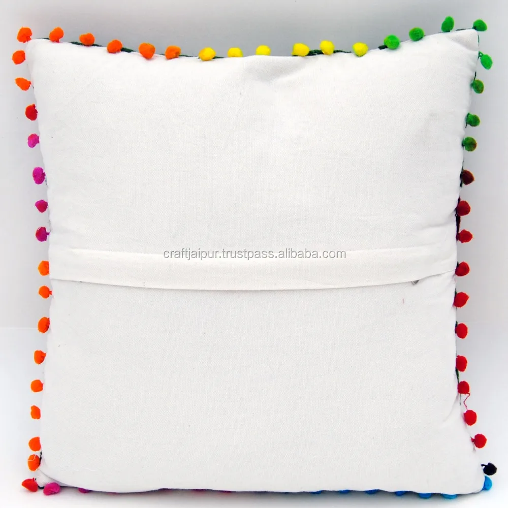 Tropical Suzani Woolen Embroidery Handmade Bedding Square Pillow Cases White Cotton Sofa Decorative Cushion Cover Wholesale