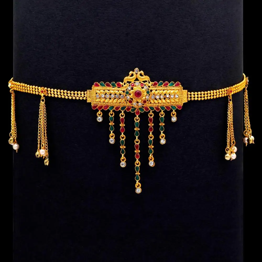 All New Maroon & Green Color Rhinestone Kamarbandh