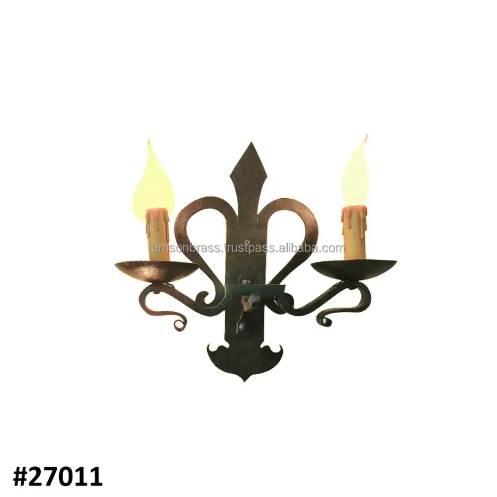 Wrought Iron One Light Wall Sconce Candle Holder
