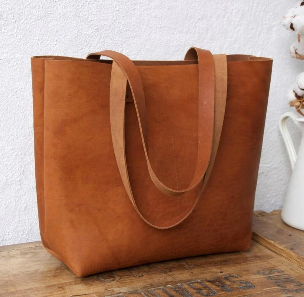 Camel Leather Tote Bag, Handmade Tote Bag Markhor Leather Casual Tote Daily Usage PK 100% Cow Genuine Leather AV-0044 Women