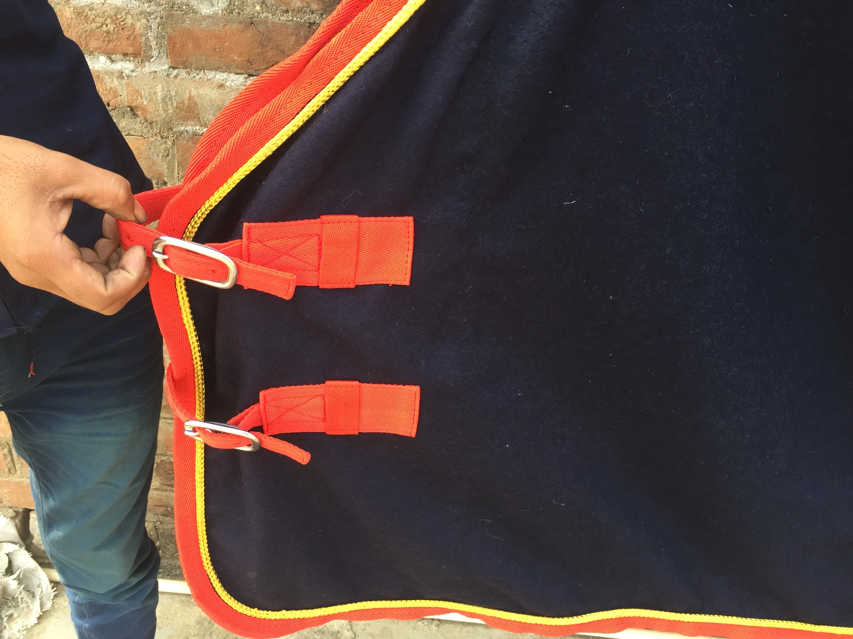 wool horse rugs cord and flower NAVY HORSE Wool rugs  navy wool rugs with red binding