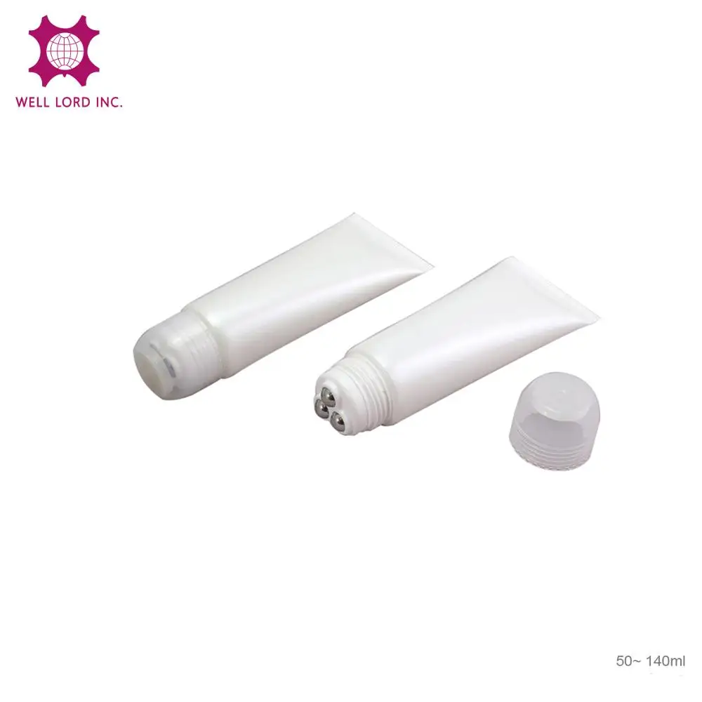 100ml multi layer plastic tube packaging with 3 stainless steel roller ball applicator for body massage oil