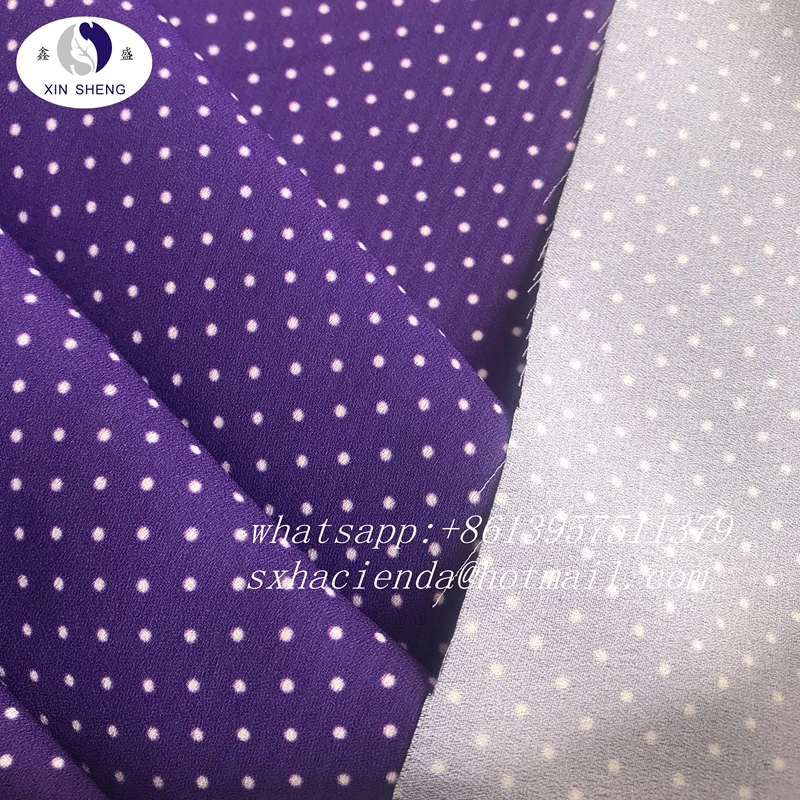custom digital printed exquisite dot design 100% polyester chiffon moss crepe  for dress  fabric