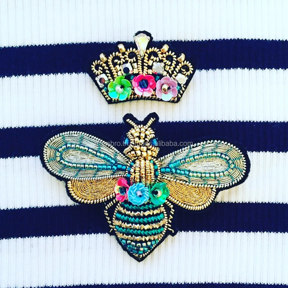 High Fashion Multi Color Bullion Wire Embroidered Small Pin Badges/Patches