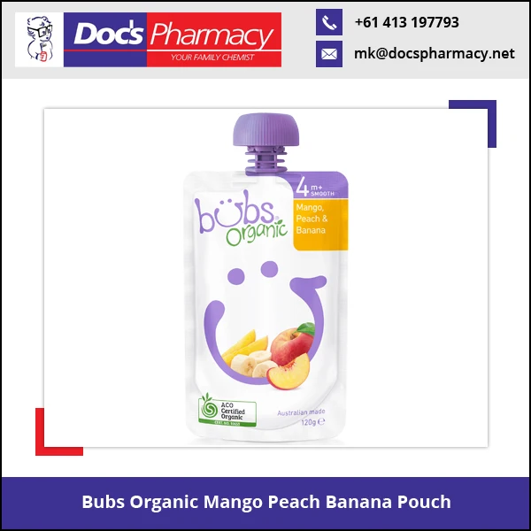 
Bubs Organic Mango Peach Banana Organic Baby Food Puree 