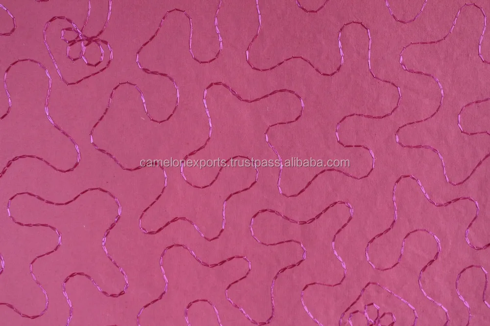 
Promotional recycled cotton paper embroidered gift red color designer sheet 