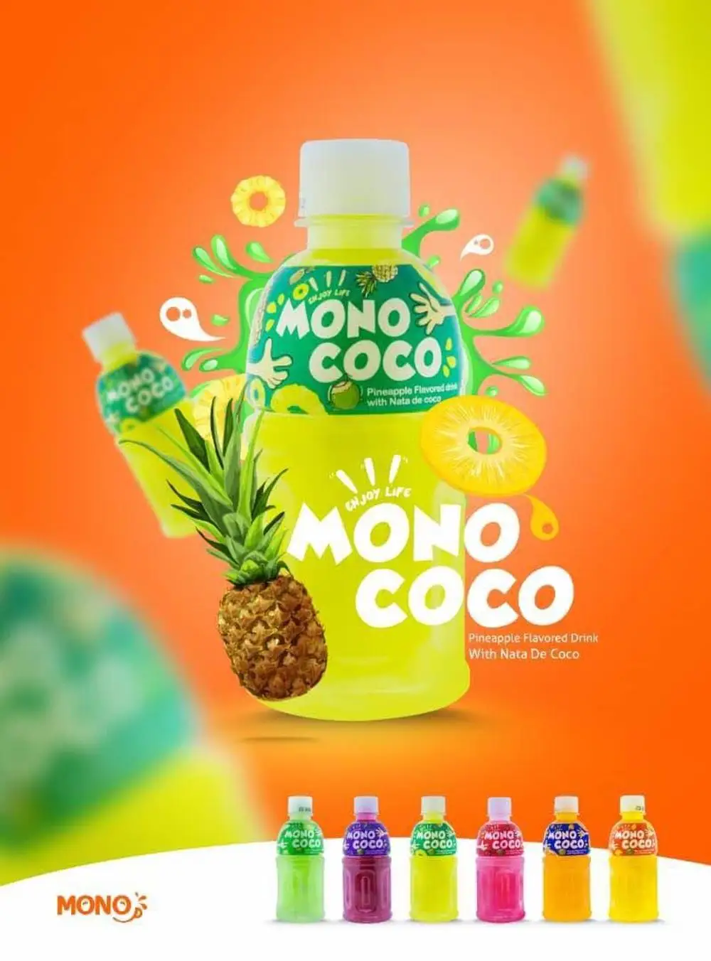 
Sterillized Nata De Coco Drink with Fruits Juice 25% Mono Coco Product of Thailand Ajintai Company Limited Under Zain Brand 