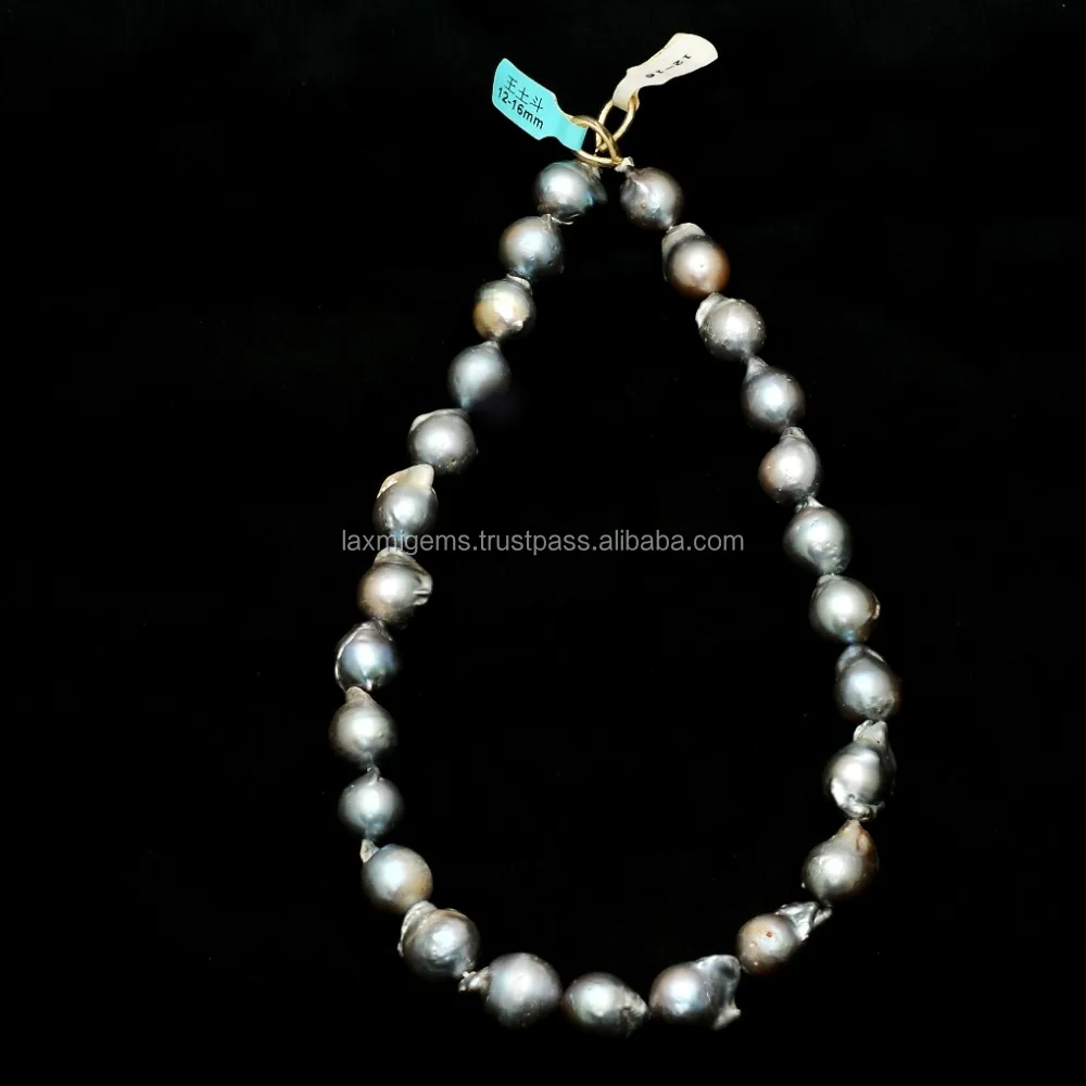 High quality gray baroque shape sweet fresh water genuine gray color pearl beads