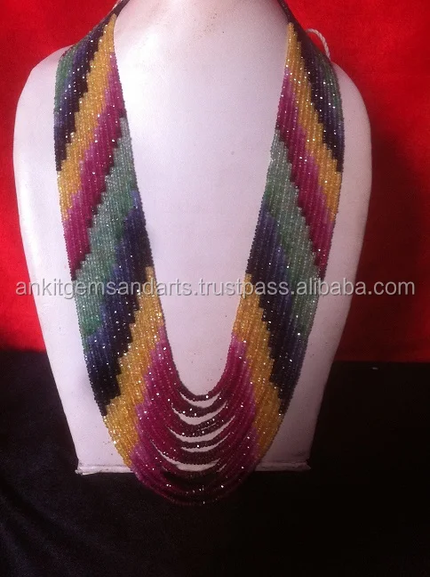 Natural Multi Sapphire Beads Emerald Ruby Sapphire Beads