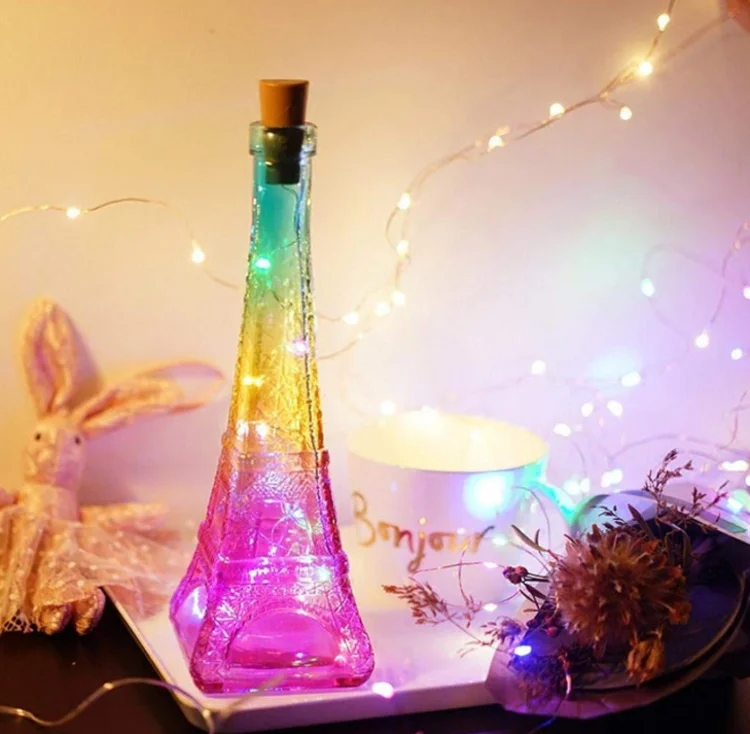Nesee Eiffel Tower Copper Bottle Night Lamp Star Lantern Lights Flashing Fairy Lights for Home Decor Bulk sale