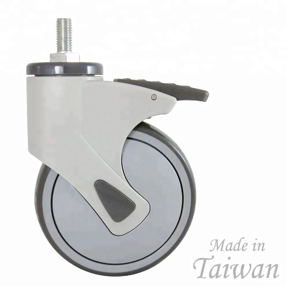 CCE Caster 125mm Rubber M12 Thread Medical Bed Caster Wheels