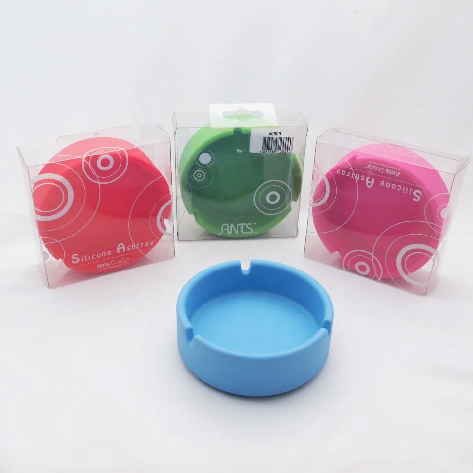 
High quality novelty colorful silicone round ashtray 