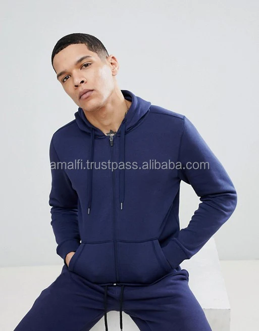 Custom Hoodies Tracksuit Navy Khaki 80% Cotton, 20% Polyester Plain Pullover Hoodies Track suit pants with zipper up