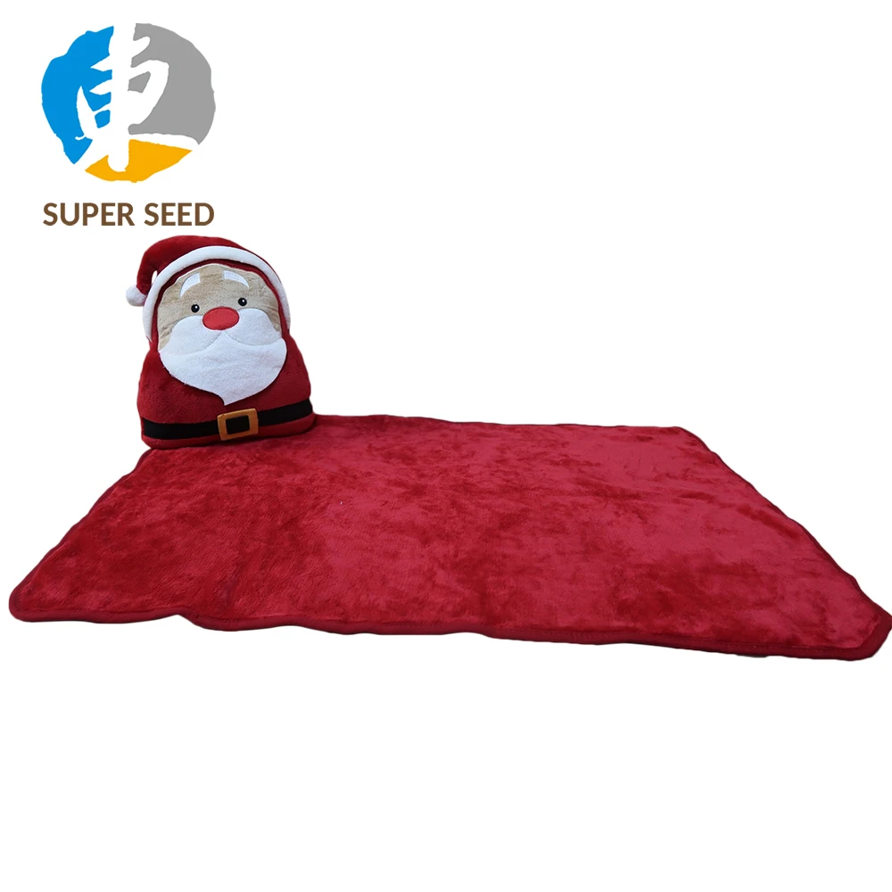 2019 Cute 2 n 1 blanket with Christmas Santa Claus blanket with pillow