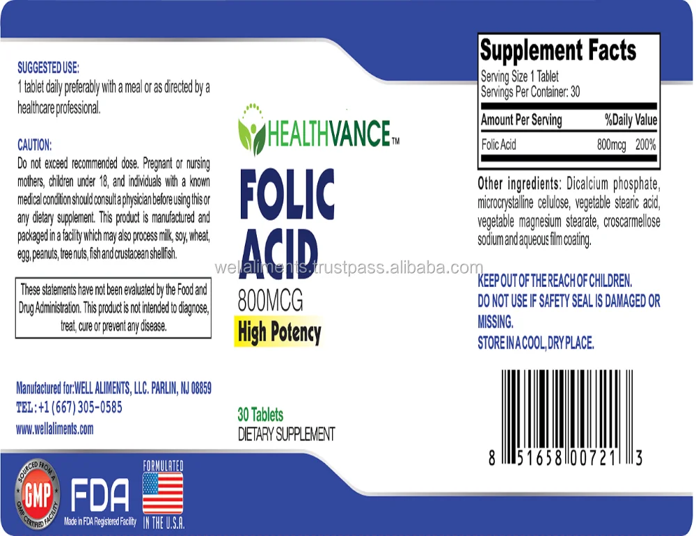 
Folic Acid 800 mcg 