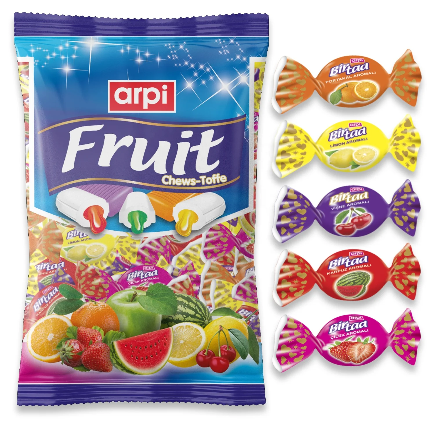 Birtad Soft (Chew) Candy Filled with Fruit Flavor Syrup 1 KG Fruit Bag
