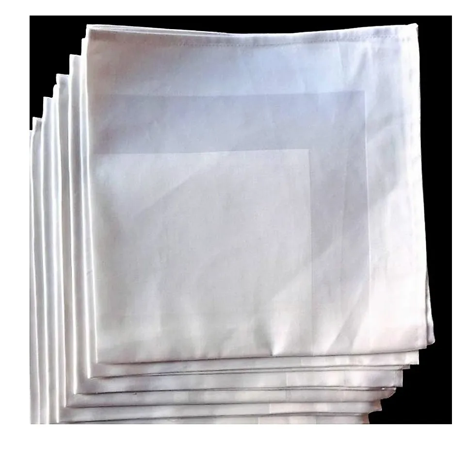 Plain White Cotton Line Table Cloth Satin Band Serviette Napkins Dish Towels Wholesale