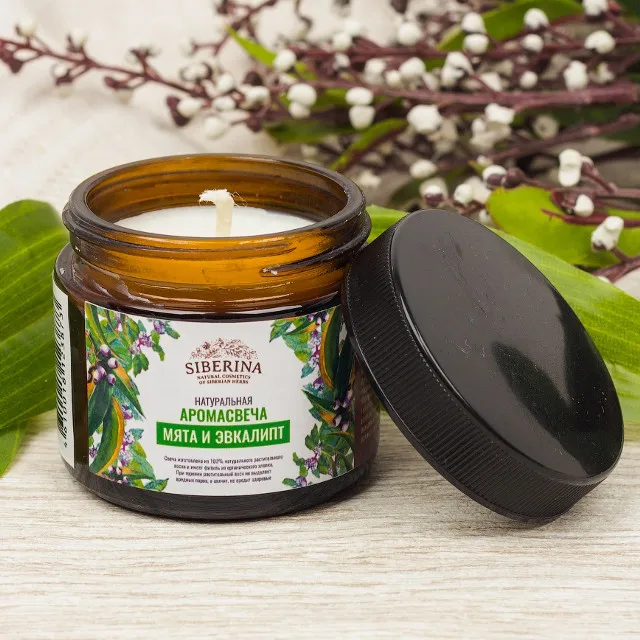 Best spa aroma Aromatherapy natural cosmetics essential oil Aromatic candle PEPPERMINT and EUCALYPTUS