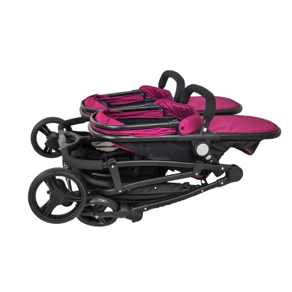 infant care durable twins 3 in 1 comfort trolley one hand folding lightweight large basket and one step brake baby twin stroller
