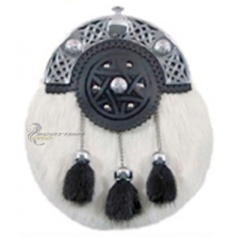 Scottish Highlander Original Cowhide Leather Custom Made Rabbit hair sporran made in original rabbit fur Sporran