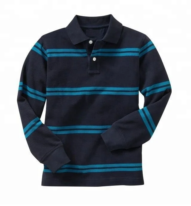 Striped long sleeve polo t-shirts for men High quality casual wear man polo collar t shirt custom design pattern private label