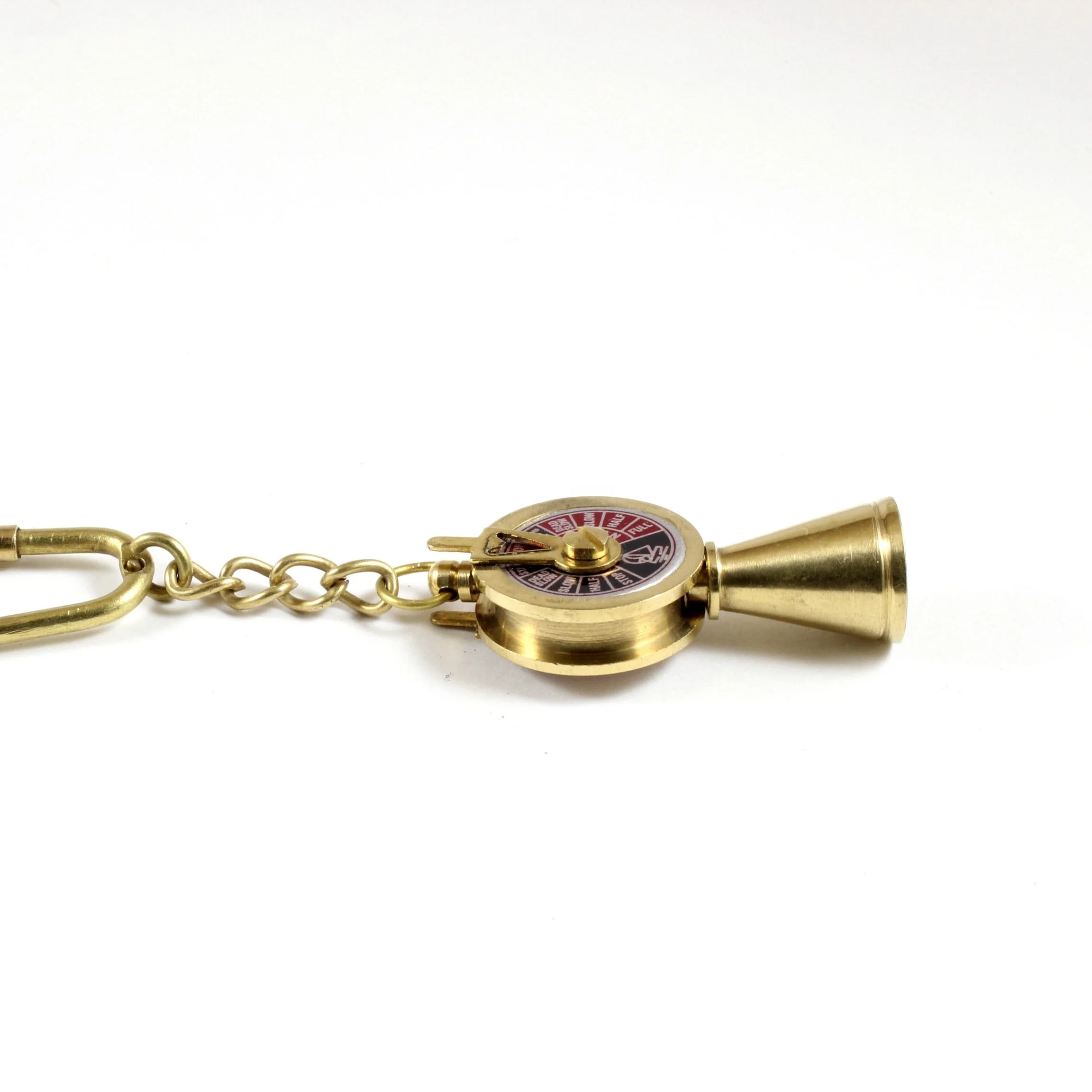 Brass Nautical Small Mini Ship Telegraph Keychain Keyring KeyHolder with Brass Loop