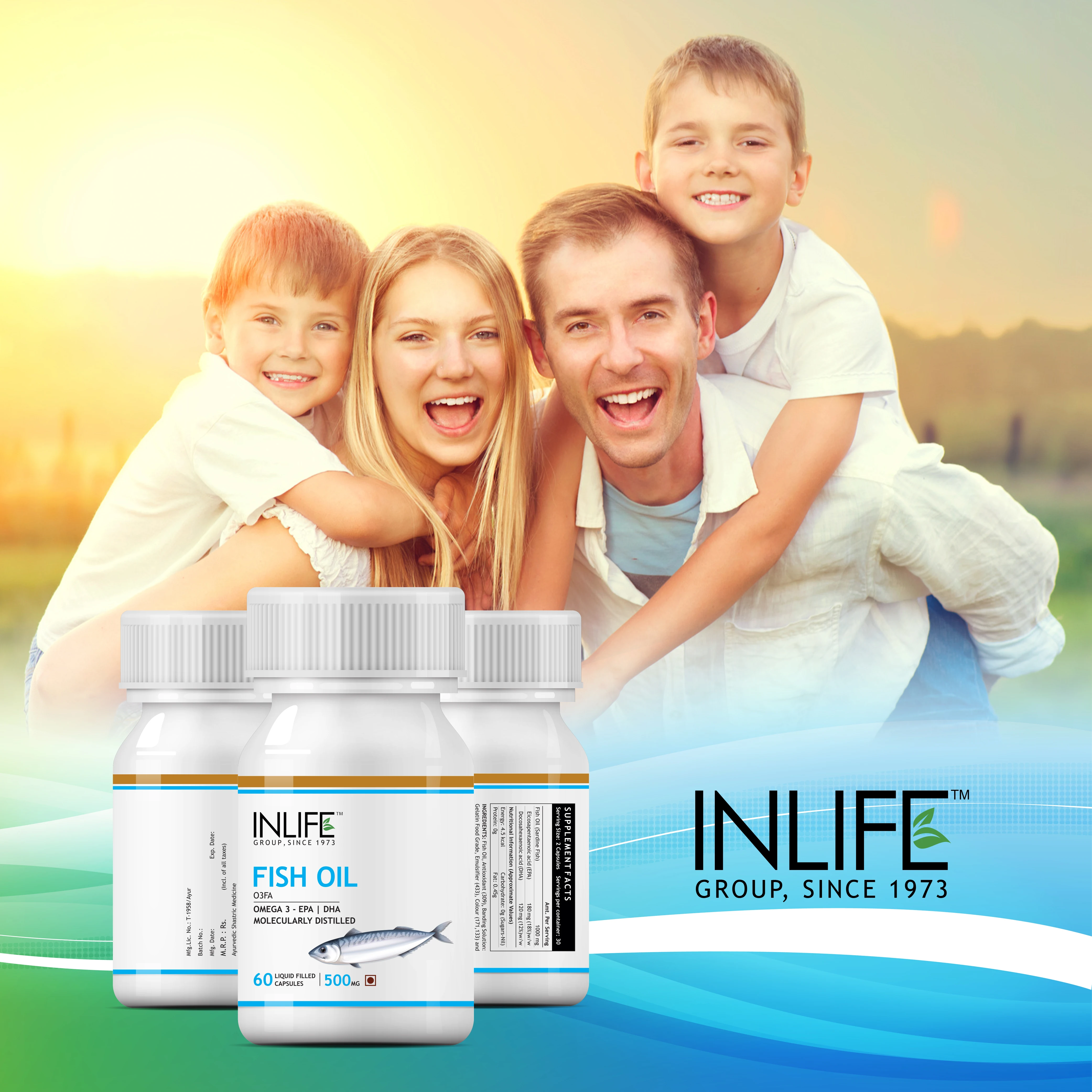 INLIFE Omega 3 (EPA/DHA 18/12) Fish Oil Capsules 500 mg - Liquid Filled Hard Gelatine Capsules GMP Certified Manufacturing Unit