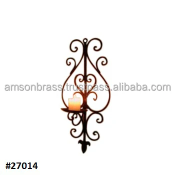 Wrought Iron One Light Wall Sconce Candle Holder