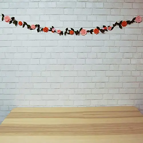 Wedding Party Decoration Felt Flower Banner Spring Decor Green Leaf Flower Garland