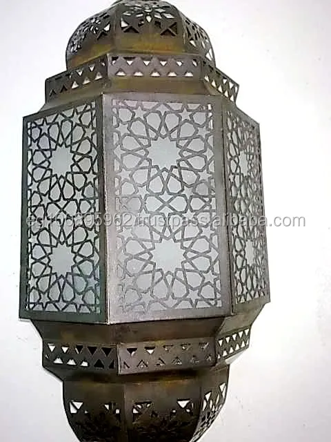 B147 Moroccan Style Brass Sconce With White Glass Wall Decor