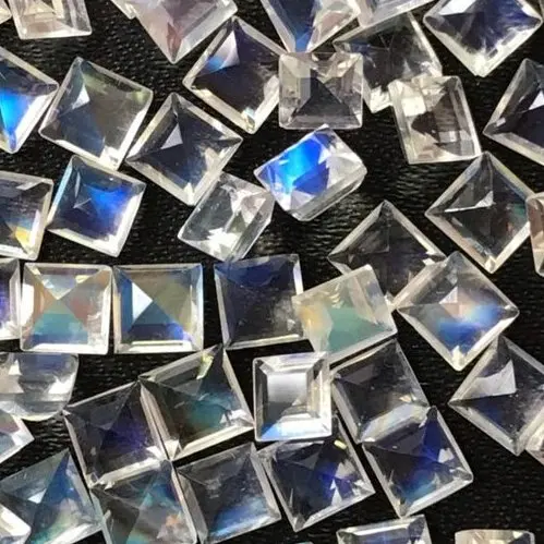 4mm Natural Rainbow Moonstone Faceted Princess Cut Loose Calibrated Gemstones Wholesaler Shop Online Now