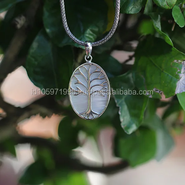 
Bali Silver Tree of Life Pendant with Mother of Pearl 