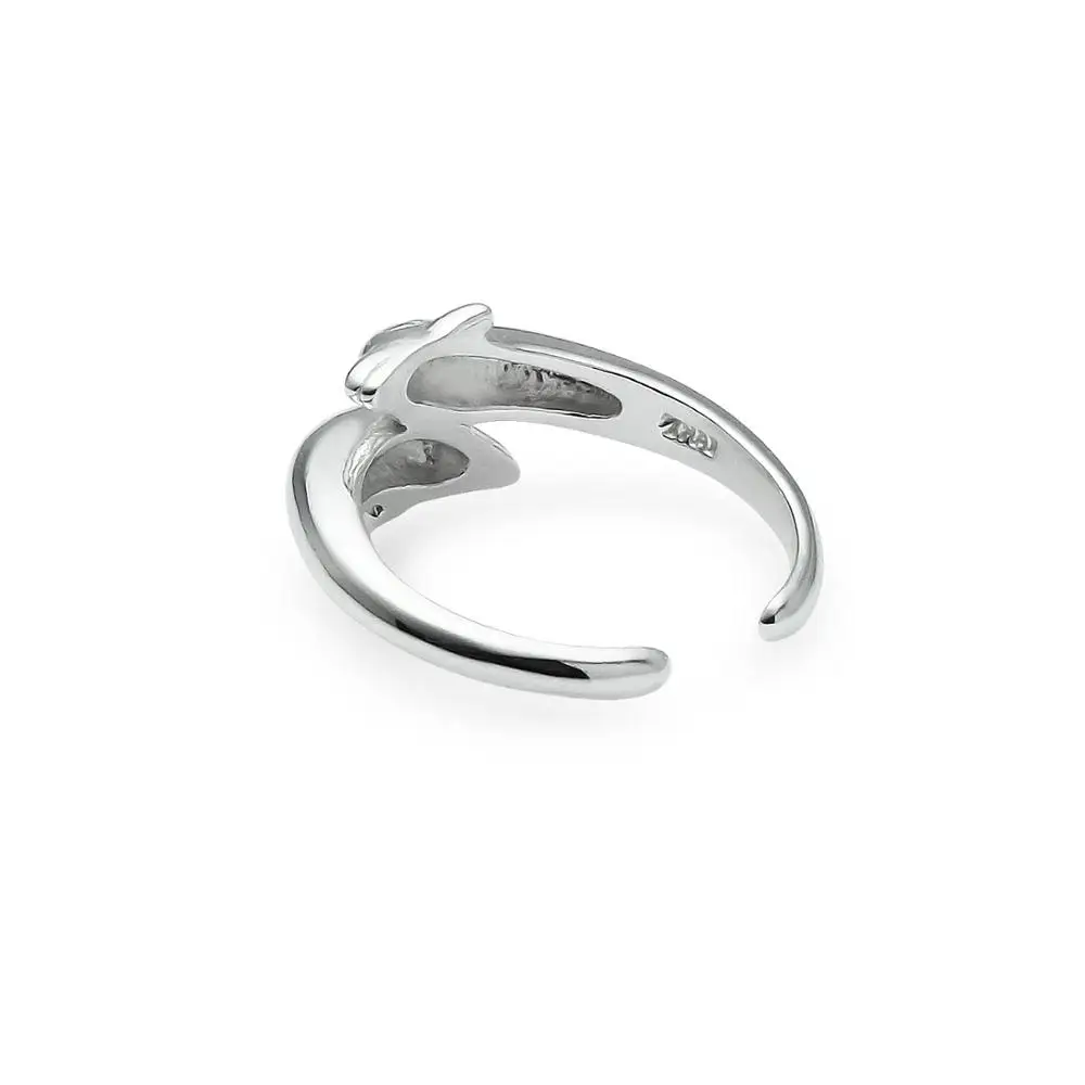 925 Sterling Silver Polished Twin Dolphins Toe Ring
