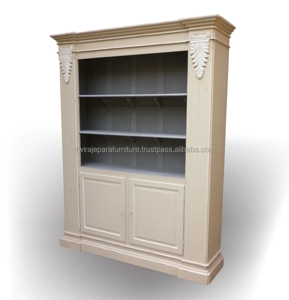 French Furniture Open Pillar Bookcase 2 Doors - French Provincial Bookcase Home Furniture Indonesia