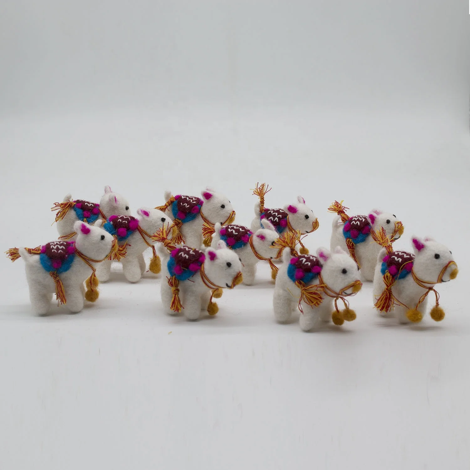 FCS-008 Felt Decorated Animal from Pure New Zealand Wool Christmas Accessories and Crafts Hand Felted by Women Artisan of Nepal