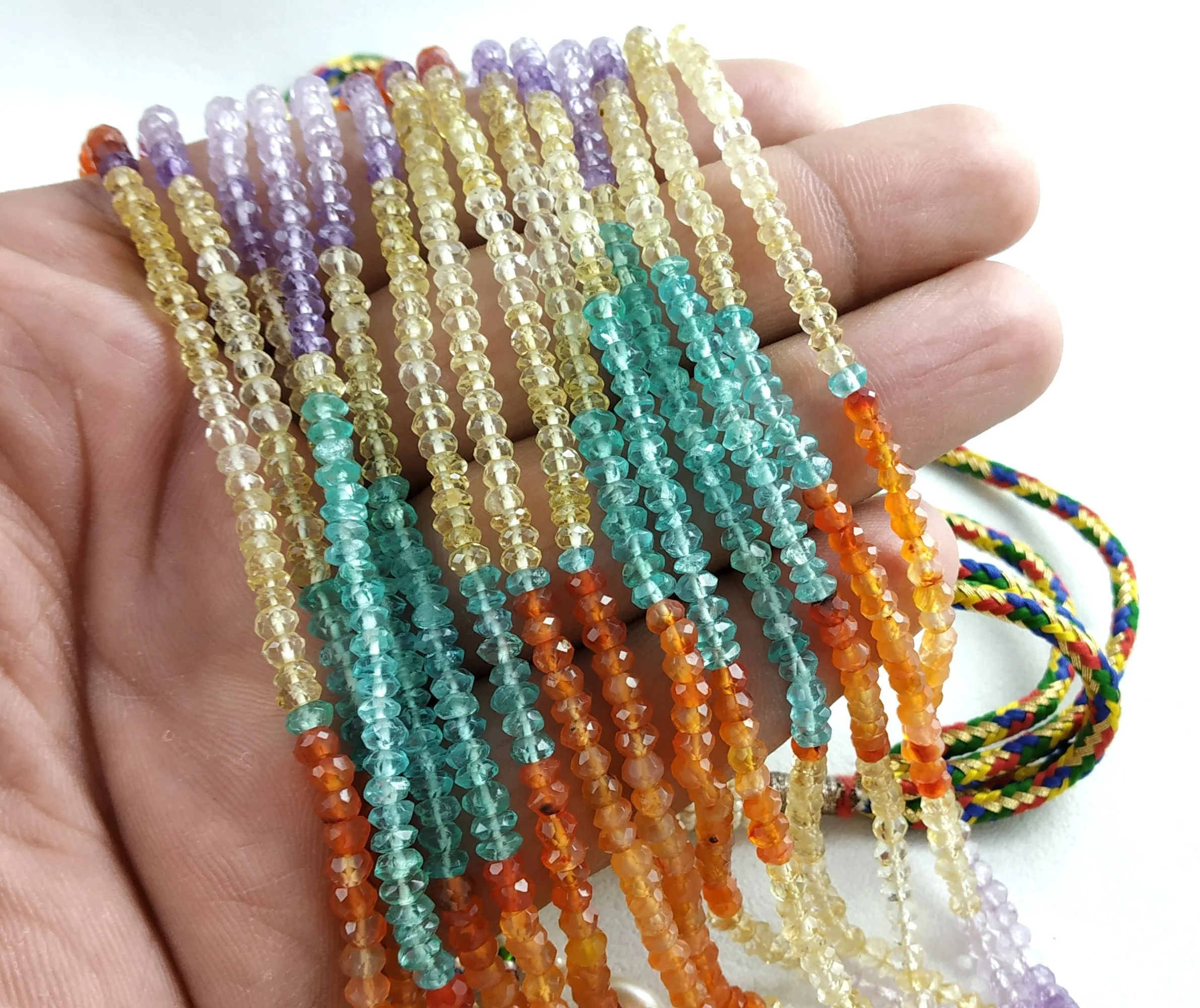 Top Quality Fashion Jewelry Natural Micro Rondelle Faceted Beads Multi Gemstone Necklace Women America Gift