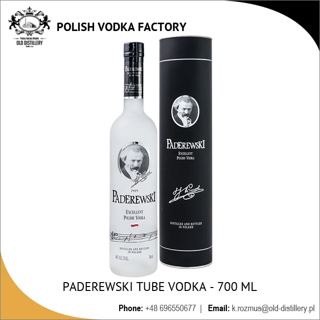 700 мл бутылка водки с зерном PADEREWSKI оптом