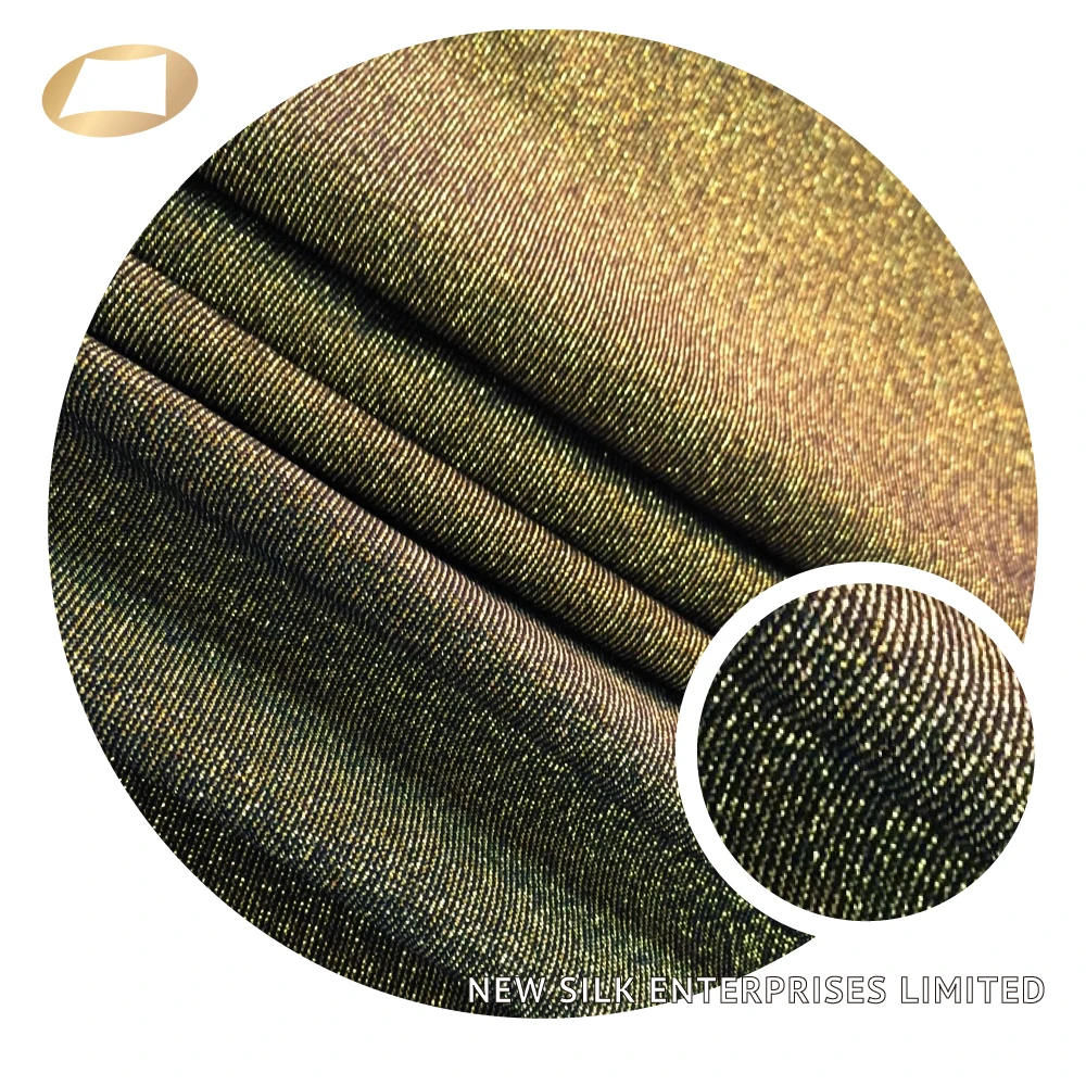 Shiny Soft Handle Nylon Gold Lurex Spandex Metallic Yarn Jersey Fabric for Garment