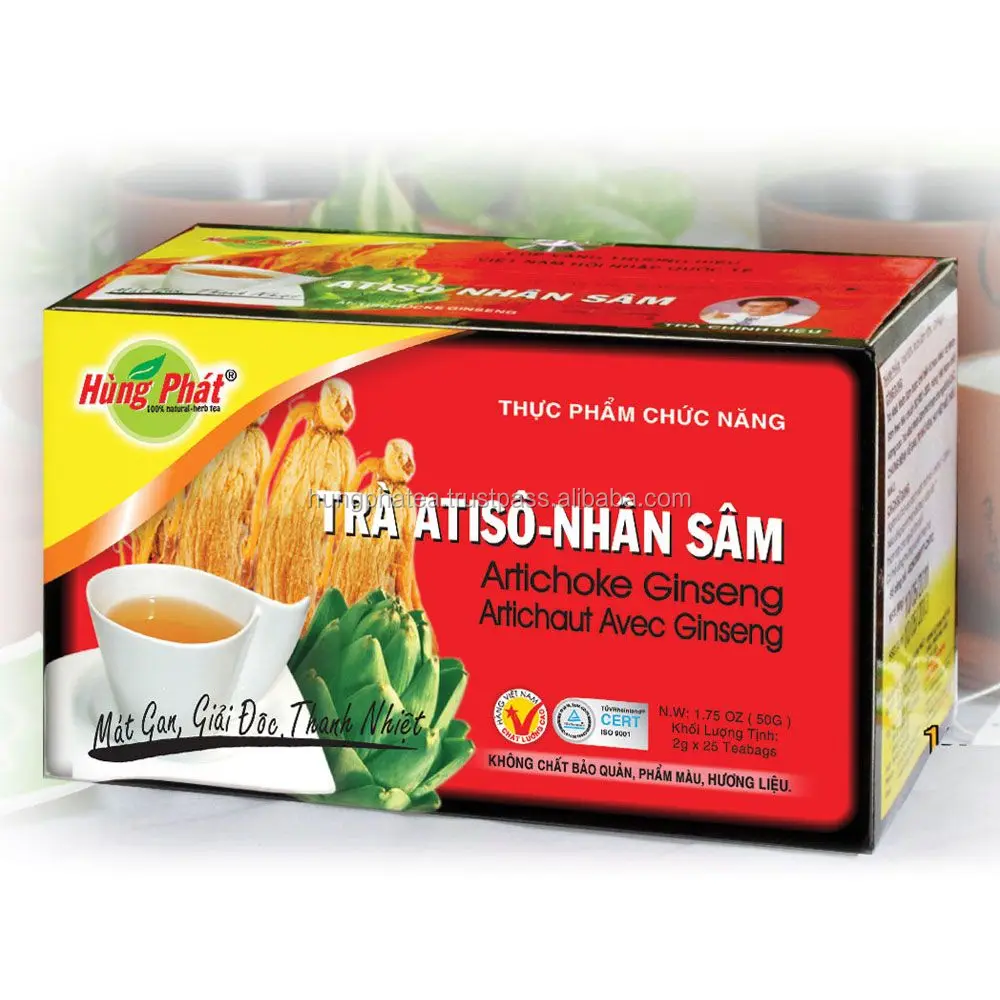 
Vietnam Herbal Artichoke Ginseng Flavor Bagged Tea GMP HACCP ISO Certified Organic Slimming Tea with 2 Years Shelf Life 