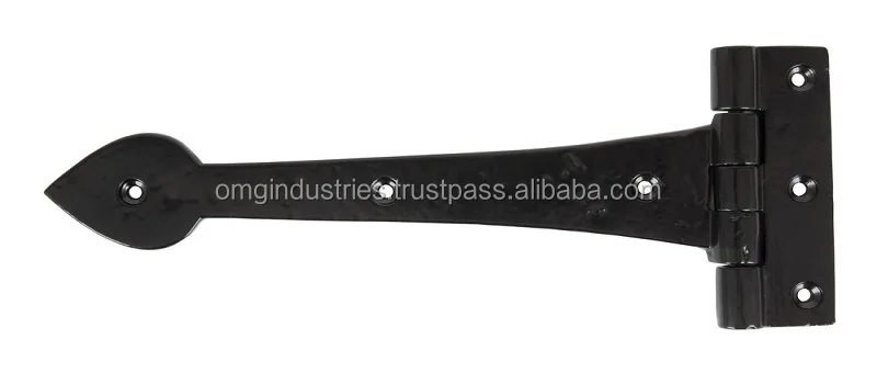 OMG Industries T Hinges Hardware Rustproof Black Gate Shed Door T-Strap Tee Hinge