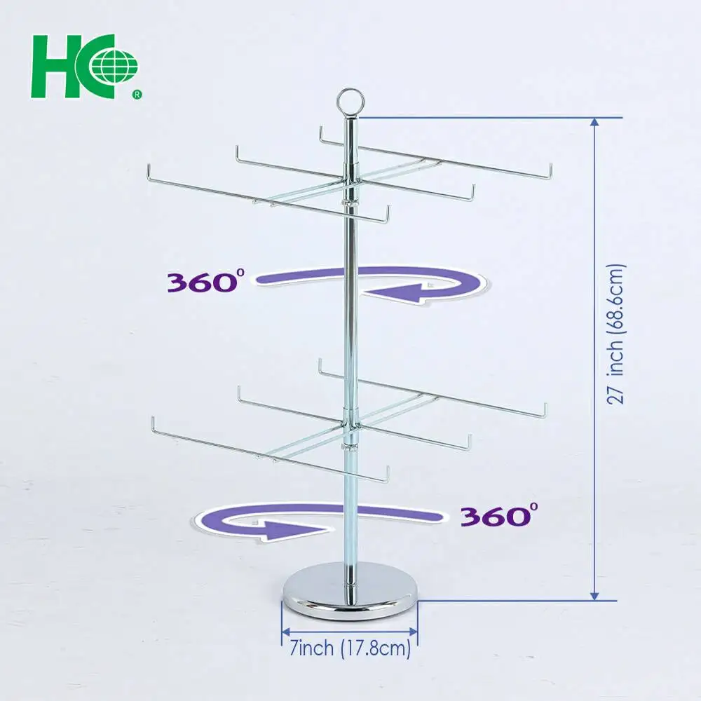 2 tiers rotating metal wire spinner display rack/ revolving countertop retail display racks