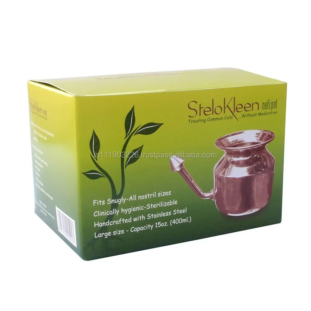 Pure Stainless Steel Neti Pot for Sinus Congestion (Ayurvedic JalNeti)