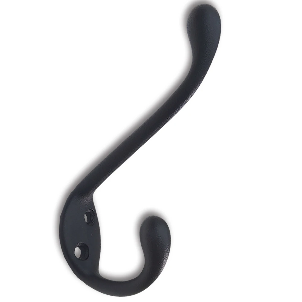 Rustic Style Black Cast Iron Large Wall Robe Hook