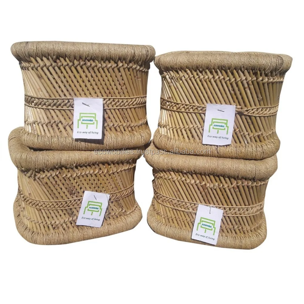 Натуральный Бамбуковый цвет Экологически чистая уличная мебель табурет оттоманка набор из 4 угловых баров комплектов для ресторана столовой