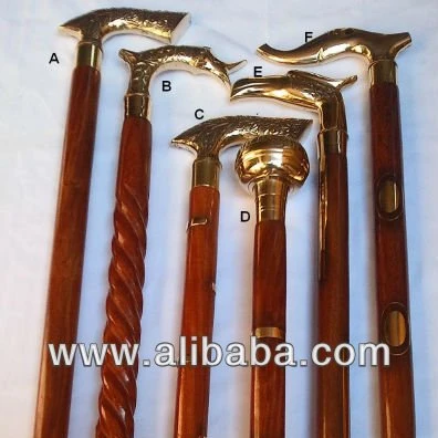New Decorative elderly Wooden walking sticks and canes with Brass handles / wooden walking canes with brass handle